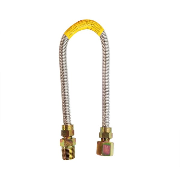 Thrifco Plumbing Stainless Steel Gas Flex, 3/8 Inch O.D. x 1/4 Inch I.D. x 48 Inch Long with 1/2 Inch MIP 4400683 - main
